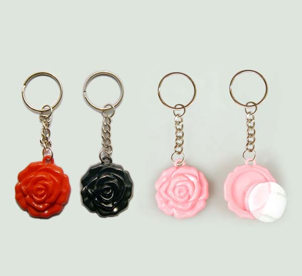 25mm玫瑰花透明盖钥匙链